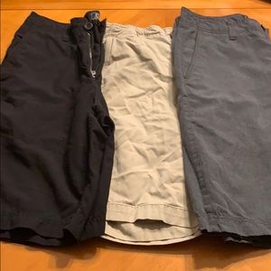 Lot of 3 flat front kaki shorts